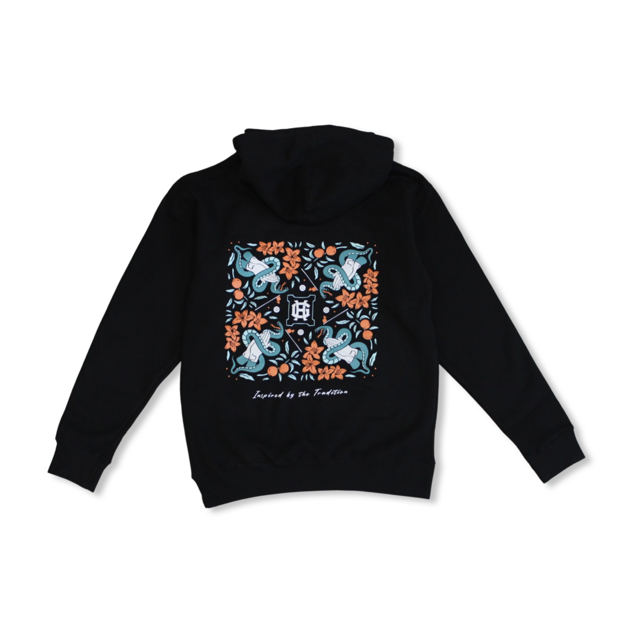 "Inspired by Tradition" Hoodie - Black/Peach Azalea